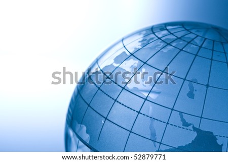Transparent globe showing Europe,Mideast and North Africa.