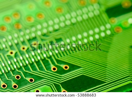 Close up of computer electronic circuit board for background.  Concept of technology topic.