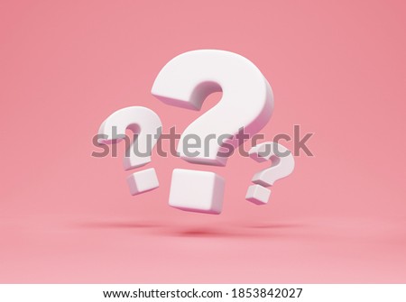 Group of  Question Marks on pink studio background. 3D Rendering Foto stock © 