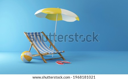 Similar – Foto Bild Liegestühle und Sonnenschirme an einem leeren Strand