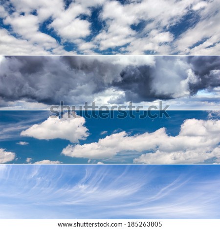 Collage of four photos on the theme of sky and clouds. All used photos belong to me.