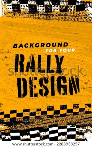 Grungy background with abstract tire tracks and chess flags for your rally design - vector illustration