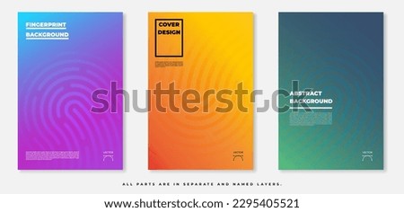 Three abstract backgrounds with fingerprint motif, shadows and place for your text. Vector illustration.