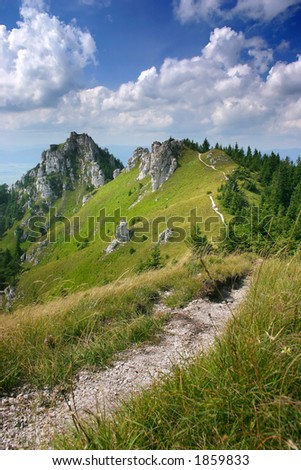 Landscape with the limestone rocks (Ostra hill, The Big Fatra, Slovakia, Middle-East Europe)