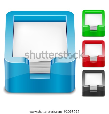 Set of 3D paper tray icons. Transparent EPS10 vector.
