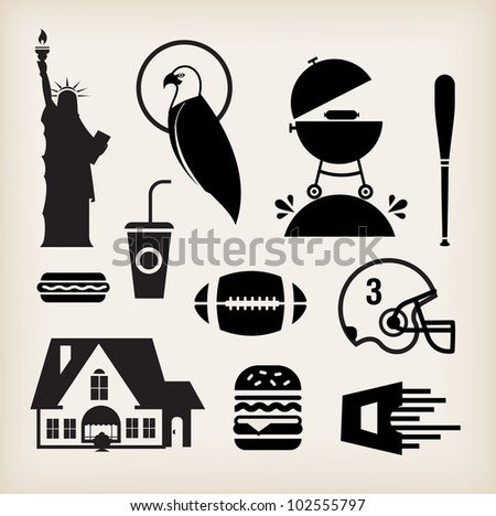 Vector set of travelling icons for America (USA)