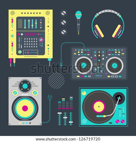 Vector Set Of Various Stylized Dj Icons - 126719720 : Shutterstock