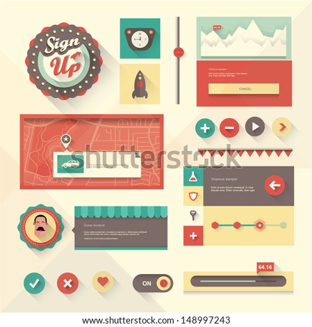 Vector set of various elements used for User Interface projects