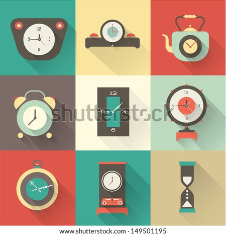Vector clock icons set