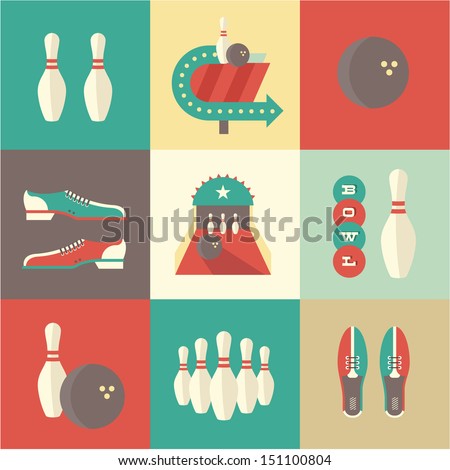 Vector vintage bowling icons