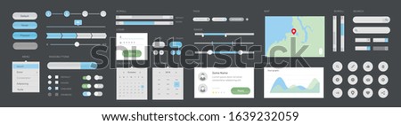 Mega UI for desktop or apps interface design elements and buttons