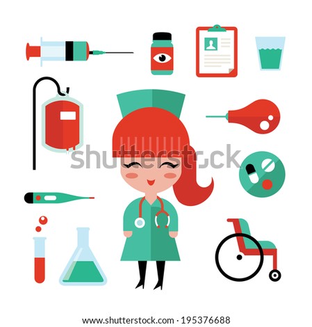 Nurse Icons Stock Vector 195376688 : Shutterstock