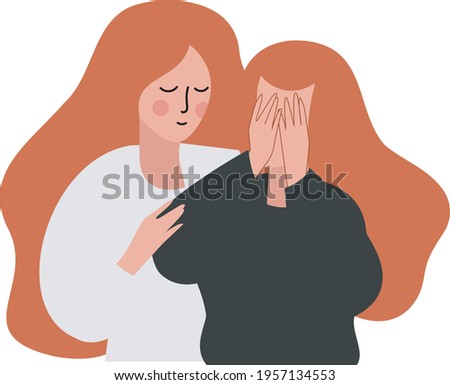 vector flat style modern illustration support woman crying