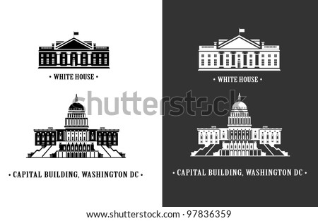 White house and Capitol building in Washington DC