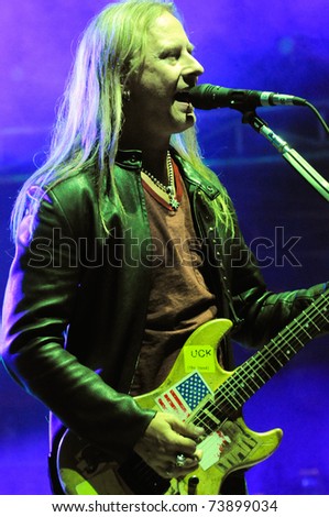 DENVER-OCTOBER 4:	Guitarist/Vocalist Jerry Cantrell of the Heavy Metal band Alice in Chains performs in concert October 4, 2010 at Red Rocks Amphitheater in Denver, CO.