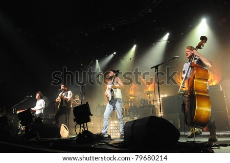 DENVER-JUNE 15:	Folk Rock band Mumford & Sons performs in concert June 15, 2011 at the Fillmore Auditorium in Denver, CO.