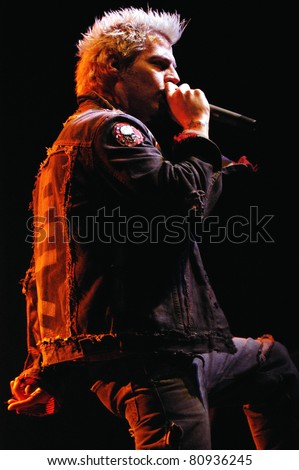 DENVER	MAY 4:	Vocalist Spider One of the Heavy Metal band Powerman 5000 performs in concert May 4, 2003 at the Fillmore Auditorium in Denver, CO.