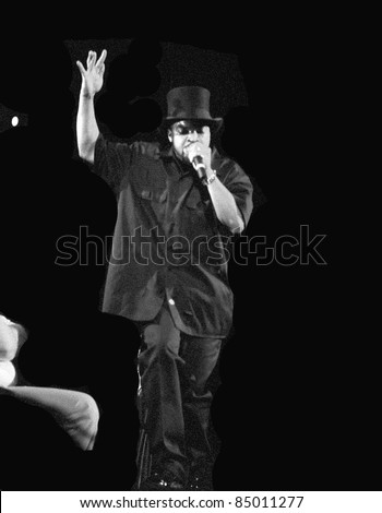 DENVER - OCTOBER 6:		Rapper Ice Cube performs in concert October 6, 1998 at McNichols Arena in Denver, CO.