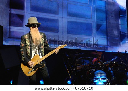 COLORADO SPRINGS, CO-OCTOBER 11: Guitarist/Vocalist Billy Gibbons of the Blues Rock band ZZ Top performs in concert October 11, 2011 at the Pikes Peak Center in Colorado Springs, CO. USA