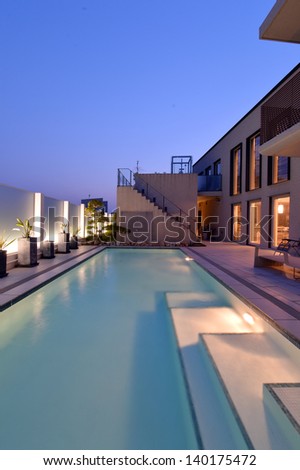 Villa with swimming pool night view-2