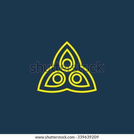 Yellow icon of Triangle Abstract on dark blue background. Eps.10