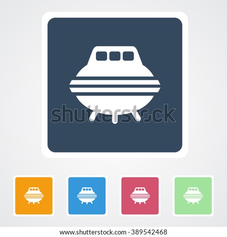 Square flat buttons icon of UFO or Spaceship. Eps-10.