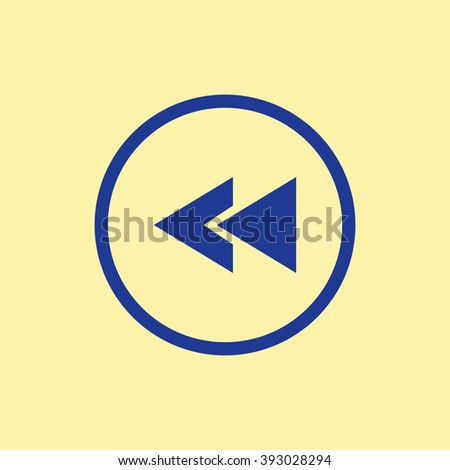 Blue Colored Rewind Icon on Light Orange Background. Eps-10.