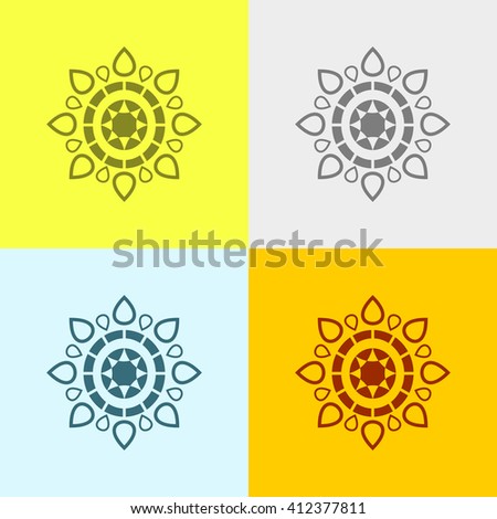 Floral Design Element Icon on Four Different Backgrounds. Eps-10.