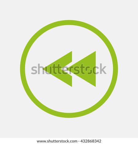 Green icon of Rewind on Light Gray background. Eps-10.