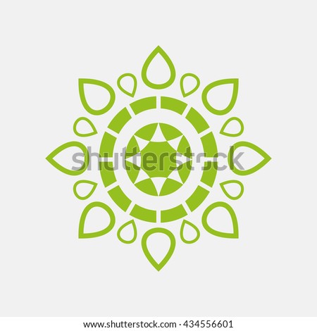 Green icon of Floral Design Element on Light Gray background. Eps-10.