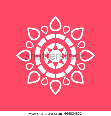 Floral Design Element white icon on magenta color background. Eps-10.