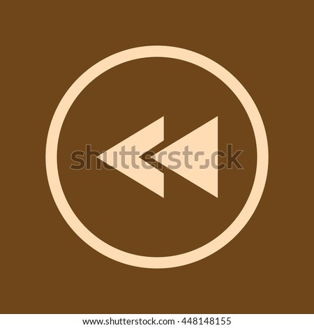 Very Useful Editable Vector icon of Rewind on coffee color background. eps-10.