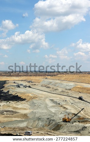 open pit coal mine with excavator industry