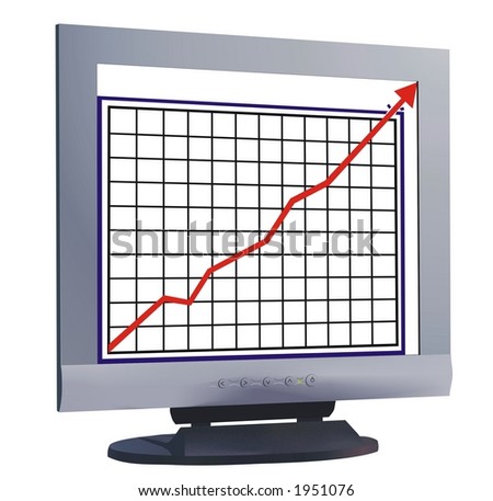 monitor with chart line on screen