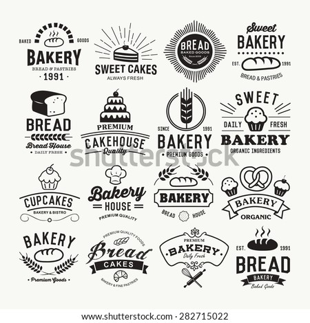 Bakery Logotypes Set. Retro Bakery Labels, Logos, Badges, Icons ...