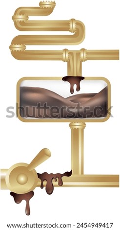 Chocolate factory elements of mechanisms and candies 11. Vector illustration