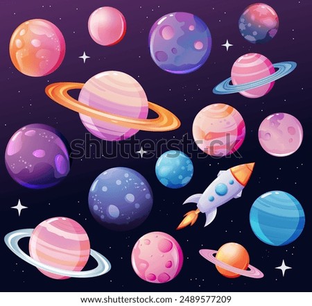 wonderful space with planets and stars