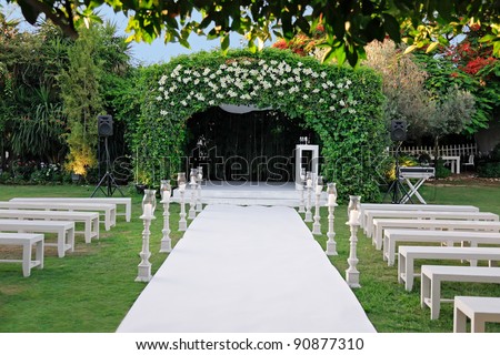 Jewish traditions wedding ceremony. Wedding canopy (chuppah or huppah).