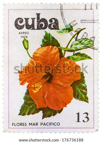 CUBA - CIRCA 1978:A Postage Stamp Shows Flowers of the Pacific Ocean, circa 1978