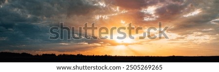 Similar – Image, Stock Photo Sunset Sun Shine Above Sea. Natural Sunrise Sky Warm Colors Over Ripple Sea. Ocean Water Foam Splashes Washing Sandy Beach