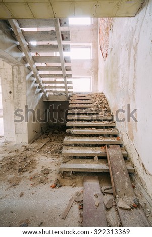 Abandoned House Interior In Chernobyl Resettlement Zone. Chernobyl Disasters