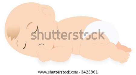 A Baby Sleeping With Putting His Thumb Into His Mouth Stock Vector ...