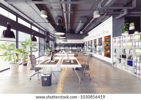 modern cozy loft office interior. 3d rendering ストックフォト © 