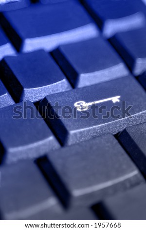 Computer security & privacy symbol on keyboard close-up
