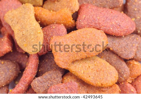 pat or cat food dry coloured mix