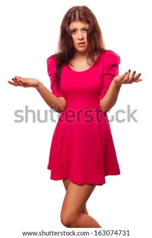 angry young dissatisfied woman haired girl in shirt shorts emotion isolated