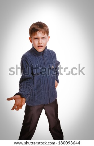 angry boy teenager indignant family relations unhappy swears   isolated on white background gray