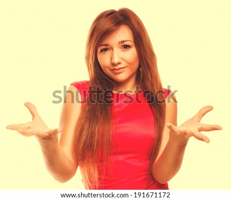 angry dissatisfied young woman haired girl emotion isolated on white background large cross processing retro