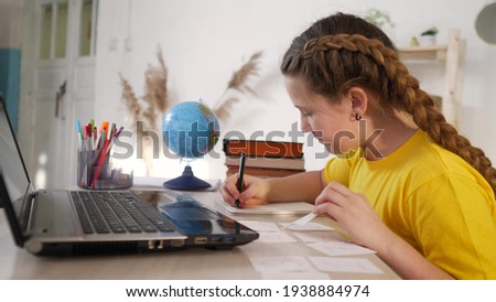 coronavirus school. child at home in a lesson virtual. learning education coronavirus pandemic concept. kid learn online learning school. online learning at study home. distance education