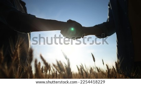 Similar – Image, Stock Photo Hand holding two american flags on the blue sky with sunlight background, waving flag for United States of America close-up